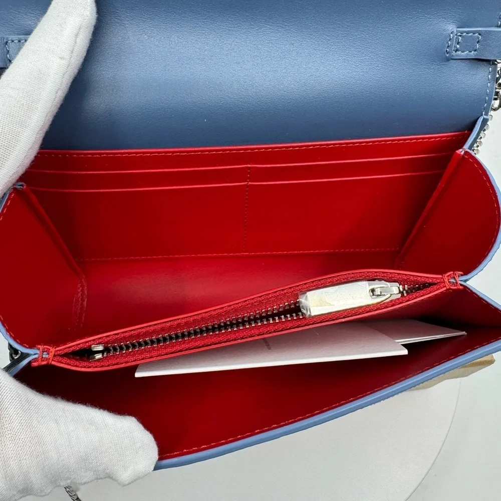Christian Louboutin DENIM Paloma Embellished Clutch Wallet on Chain New in Box!